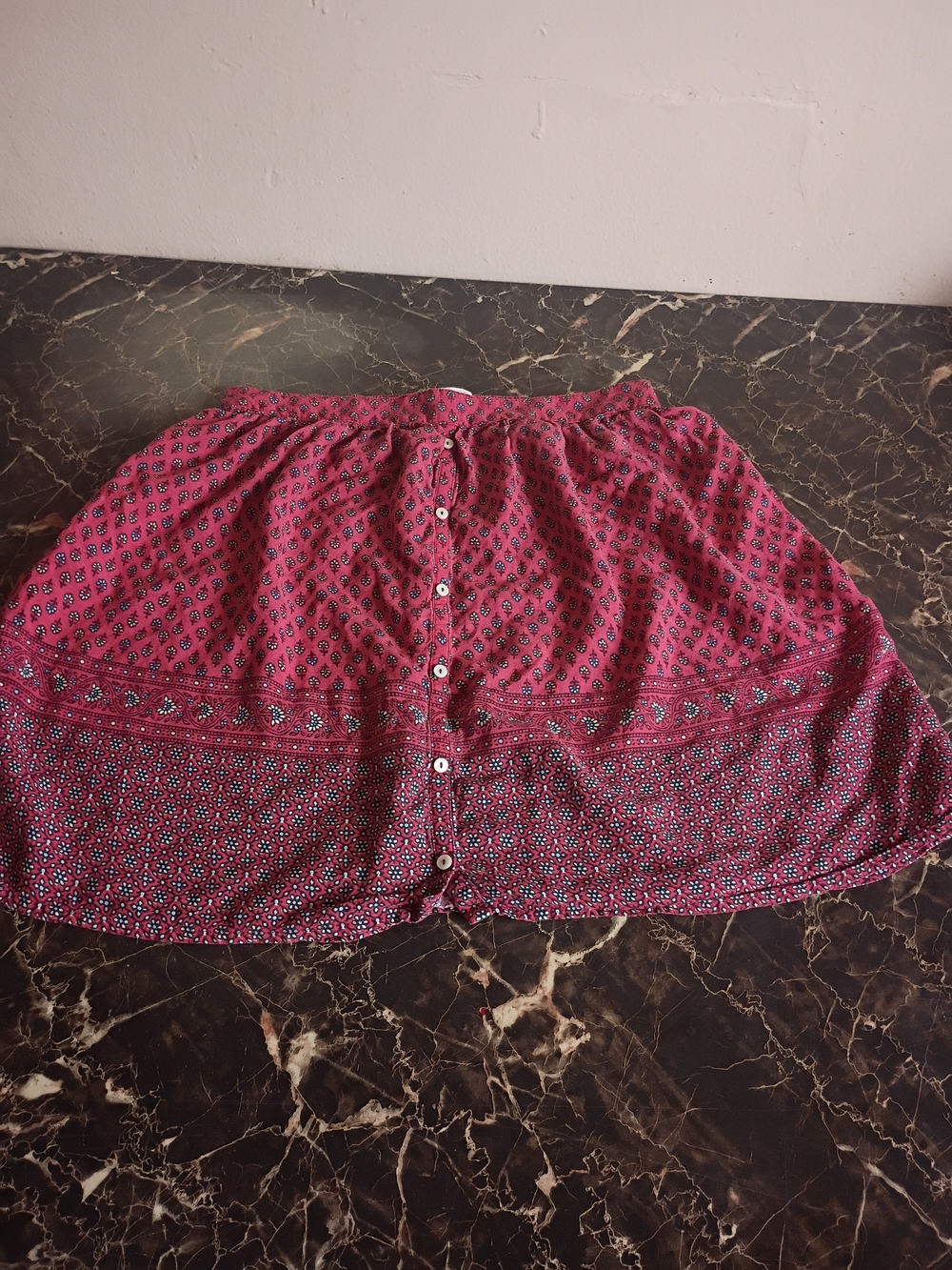 Abercrombie & Fitch Pink Patterned Button-Front Skater Skirt